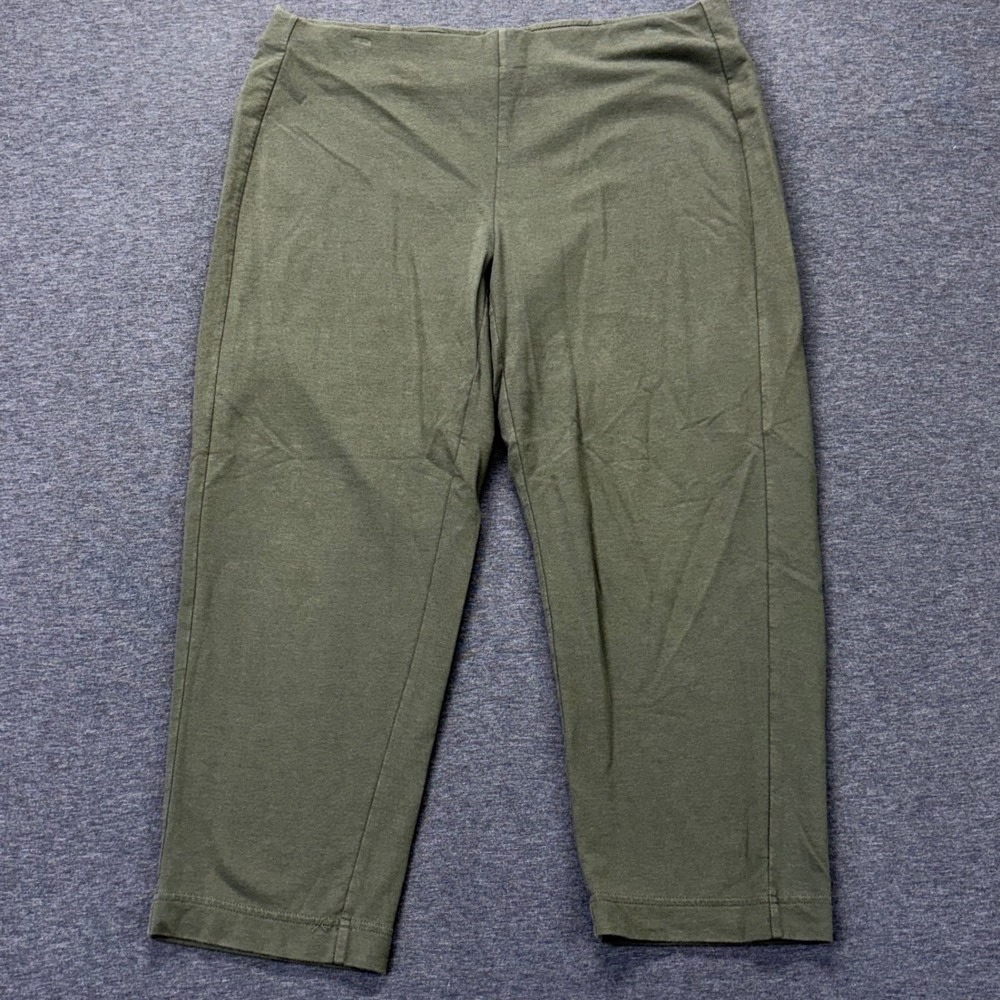 Pure Jill Pants Womens M Slim Leg Cropped Olive green Pima Cotton Stretch active